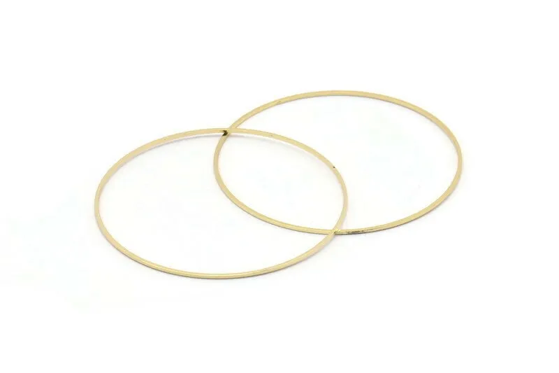 65mm Circle Connectors - 4 Gold Plated Brass Circle Connectors (65x1x1mm) Bs 1104 Q0696