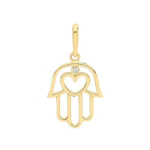 9CT GOLD CZ SET HAMSA PENDANT