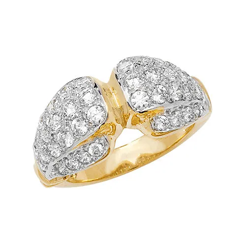 9CT GOLD GENTS' CZ DOUBLE BOXING GLOVE RING