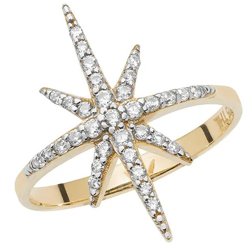 9CT GOLD PAVE SET CZ STAR RING