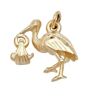 9CT GOLD STORK AND BABY PENDANT