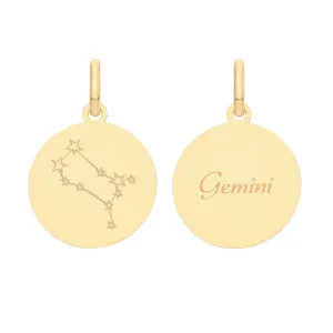 9CT GOLD ZODIAC CONSTELLATION GEMINI PENDANT