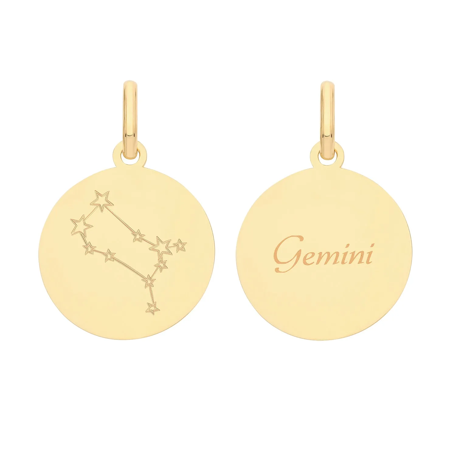 9CT GOLD ZODIAC CONSTELLATION GEMINI PENDANT