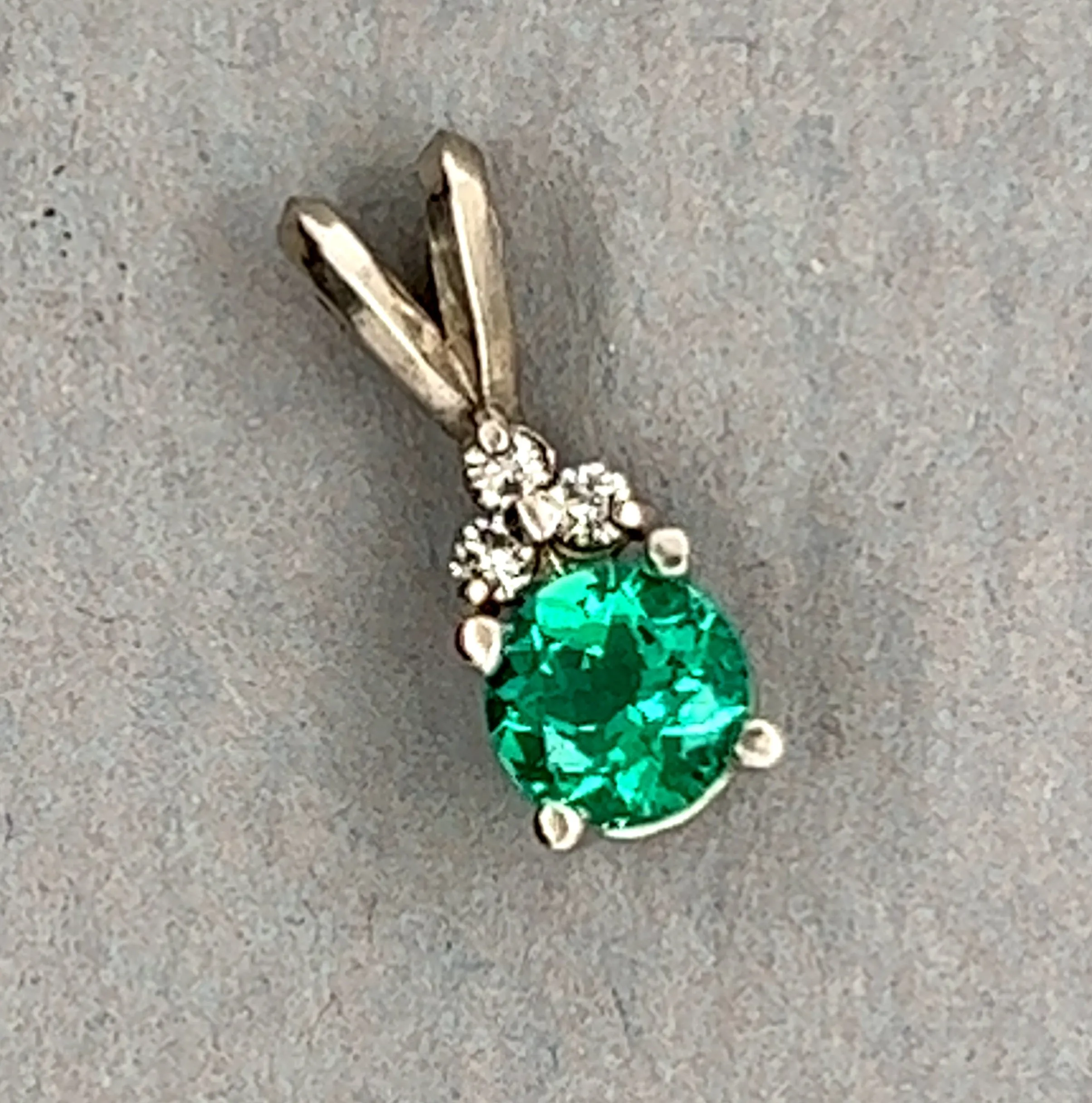 A Lab Created Emerald & Diamond Pendant