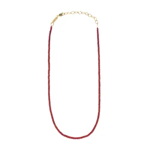 Adjustable Small Bead Necklace - Ruby