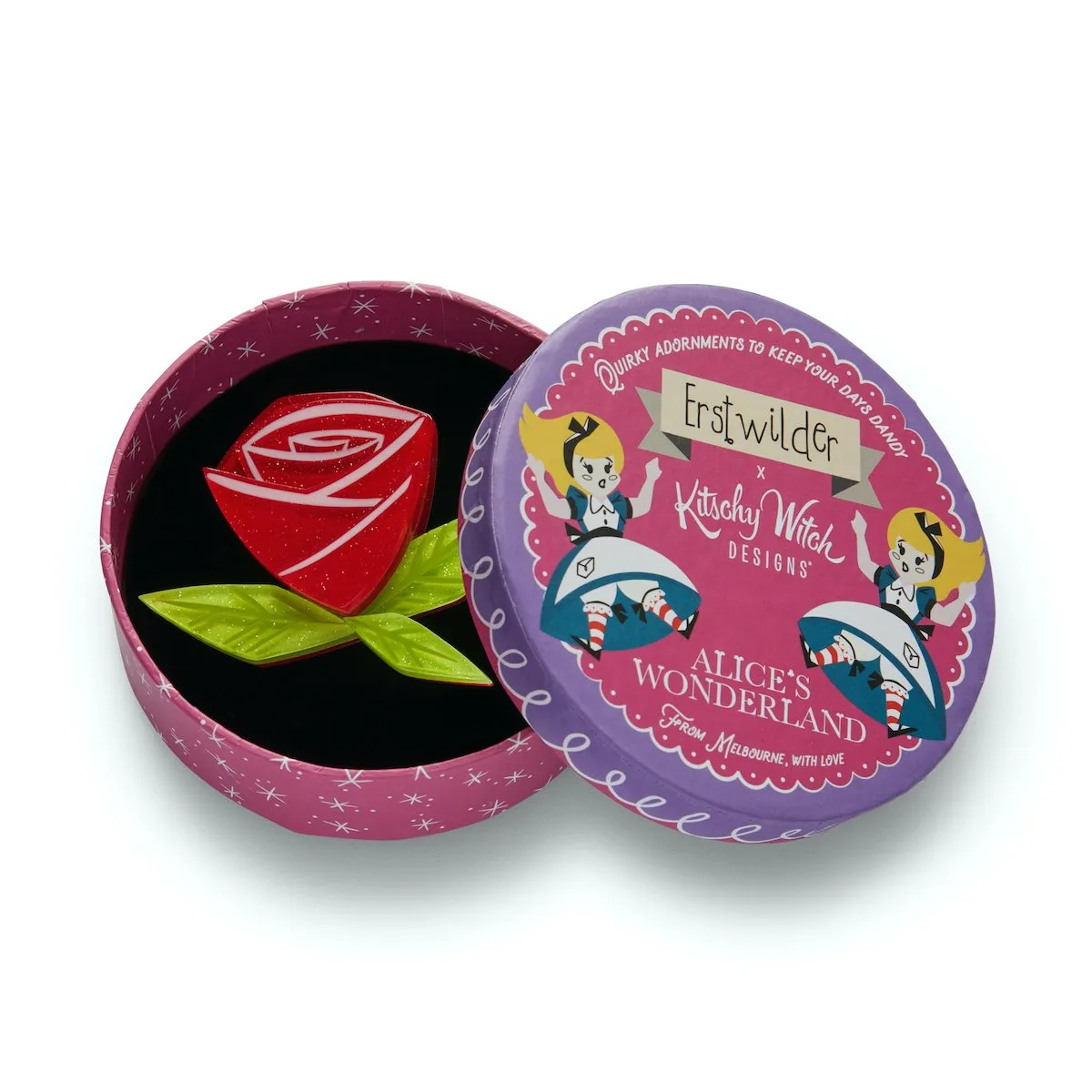 Alice's Wonderland Collection Painted Rose Brooch