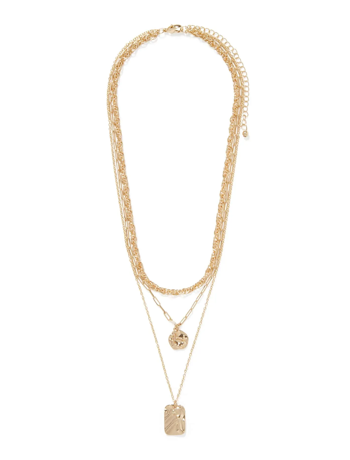 Amira 3 Row Warped Disc Necklace