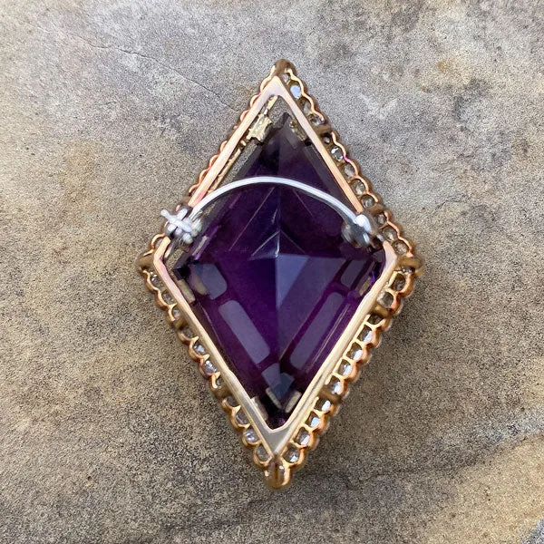 Antique Amethyst & Diamond Pin