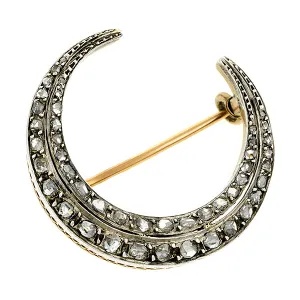 Antique Diamond Crescent Brooch