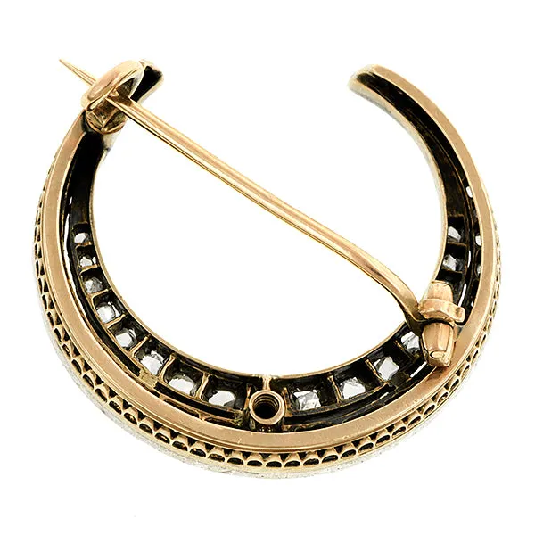 Antique Diamond Crescent Brooch