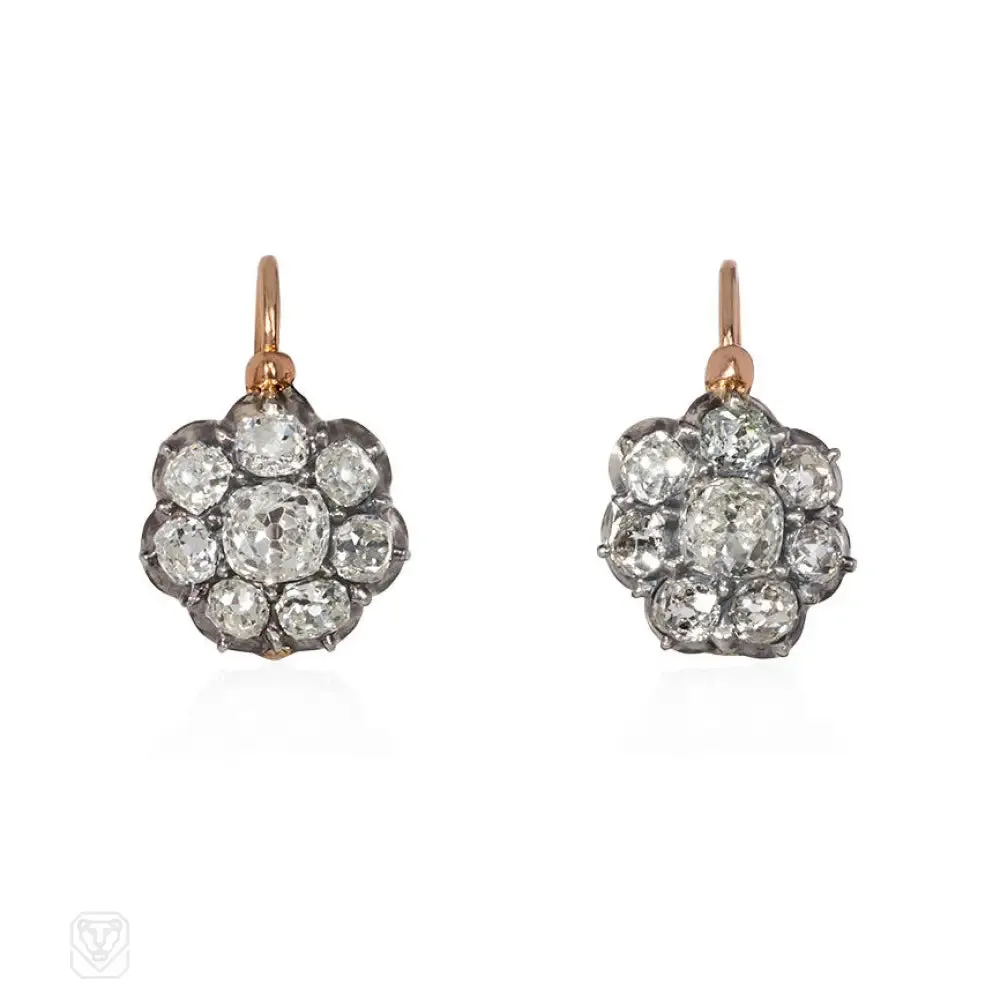 Antique diamond day-to-night grape cluster earrings