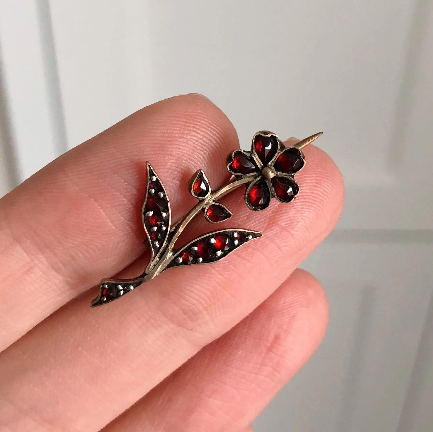 Antique Victorian Bohemian Garnet Posy Brooch