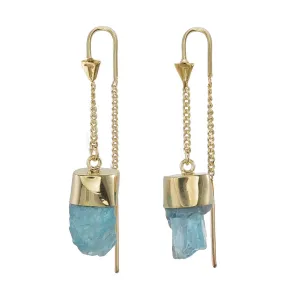 APATITE CRYSTAL PULL THROUGH EARRINGS - GOLD