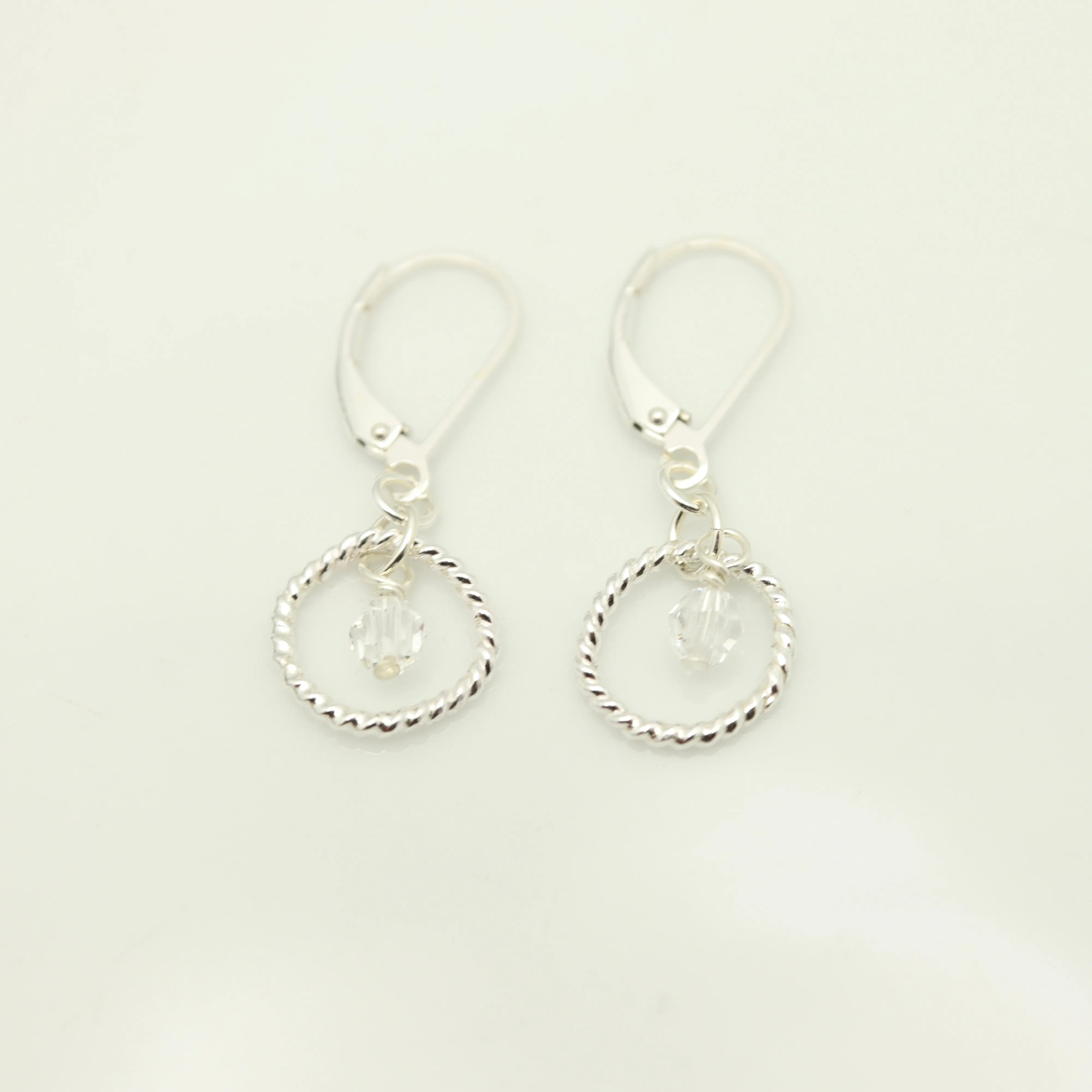 April - "Diamond" Crystal Birthstone Sterling Silver Earrings