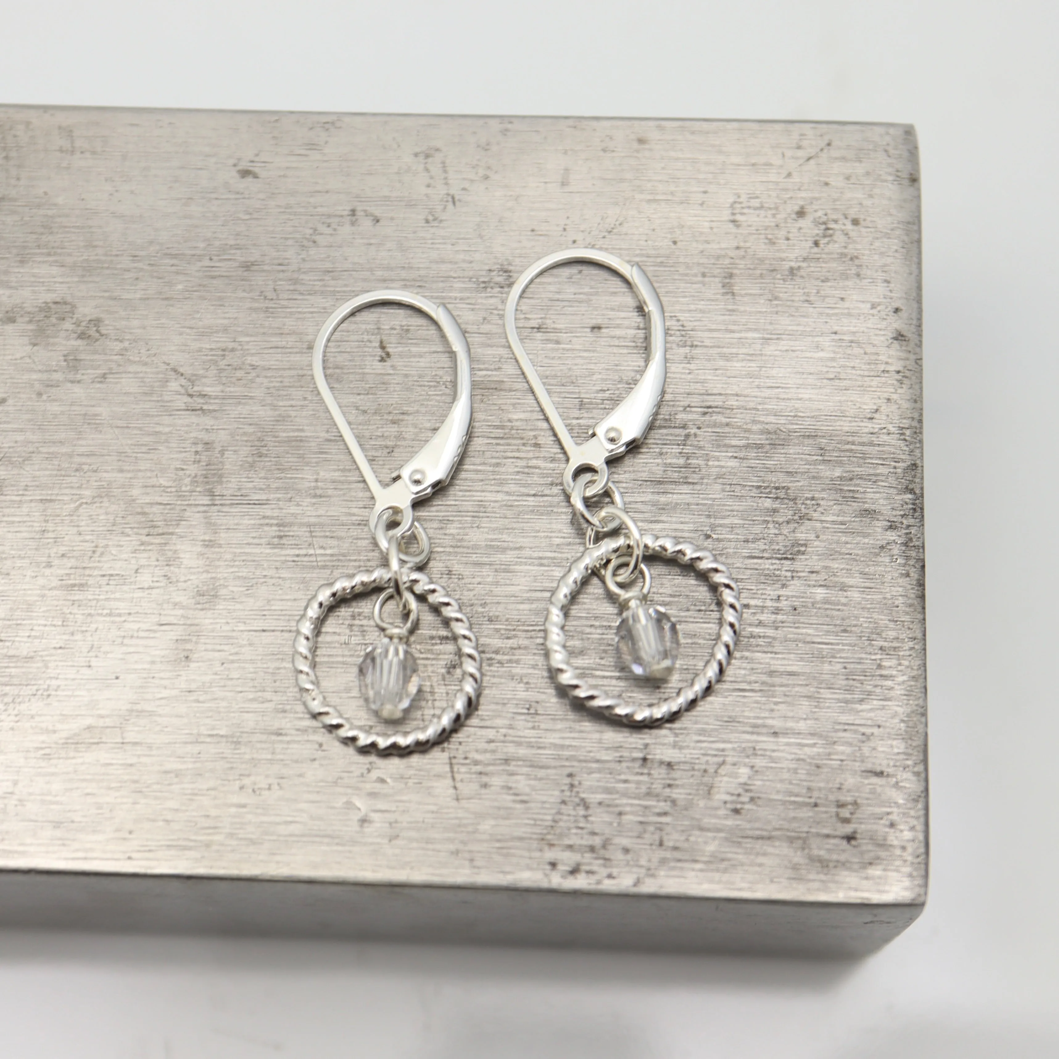 April - "Diamond" Crystal Birthstone Sterling Silver Earrings