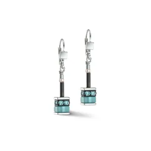 Aqua Geo Cube Drop Earrings