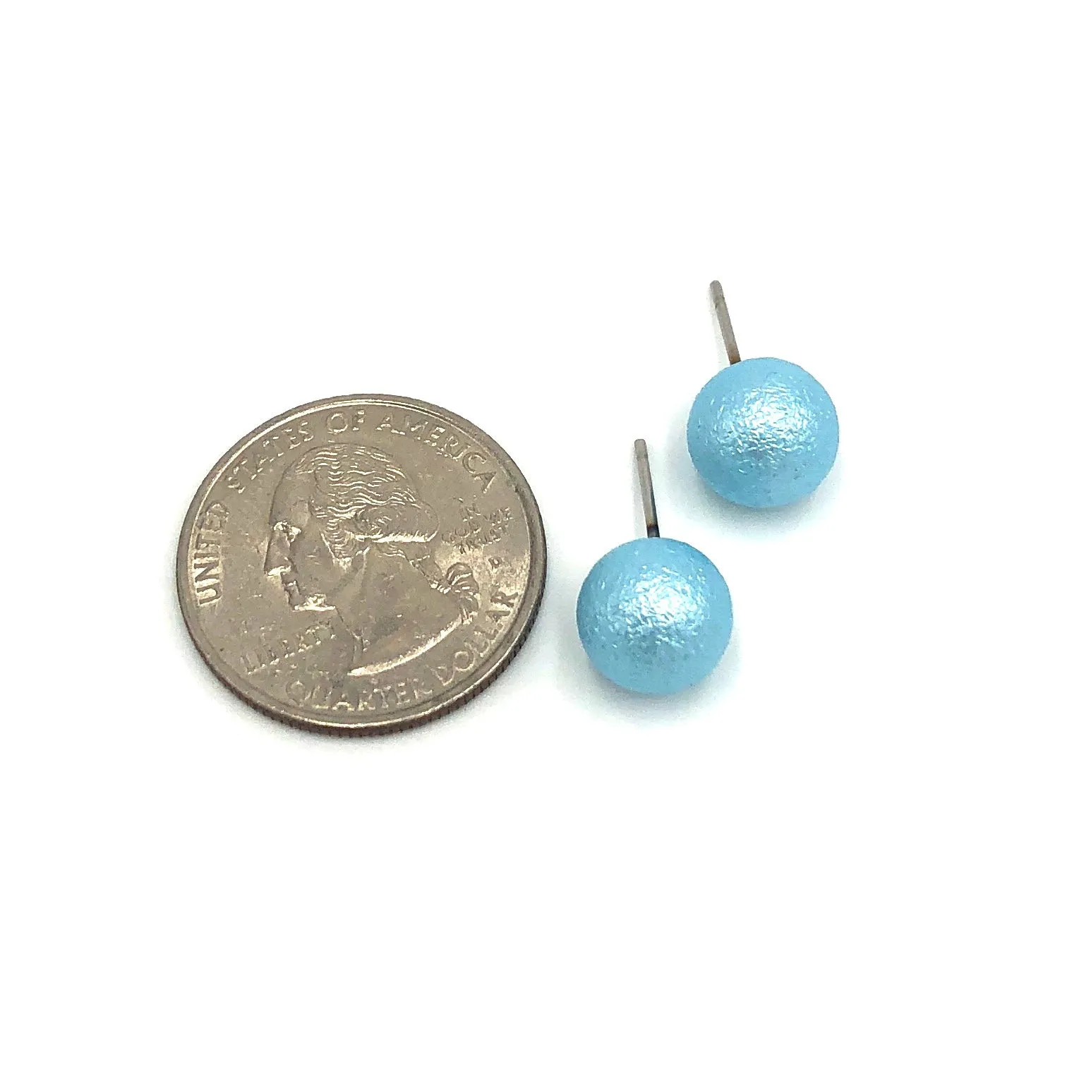 Aqua Pitted Lucite Large Ball Stud Earrings