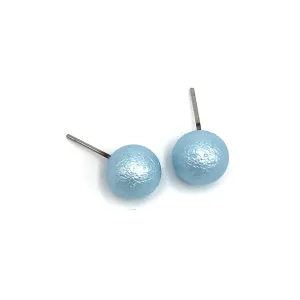 Aqua Pitted Lucite Large Ball Stud Earrings