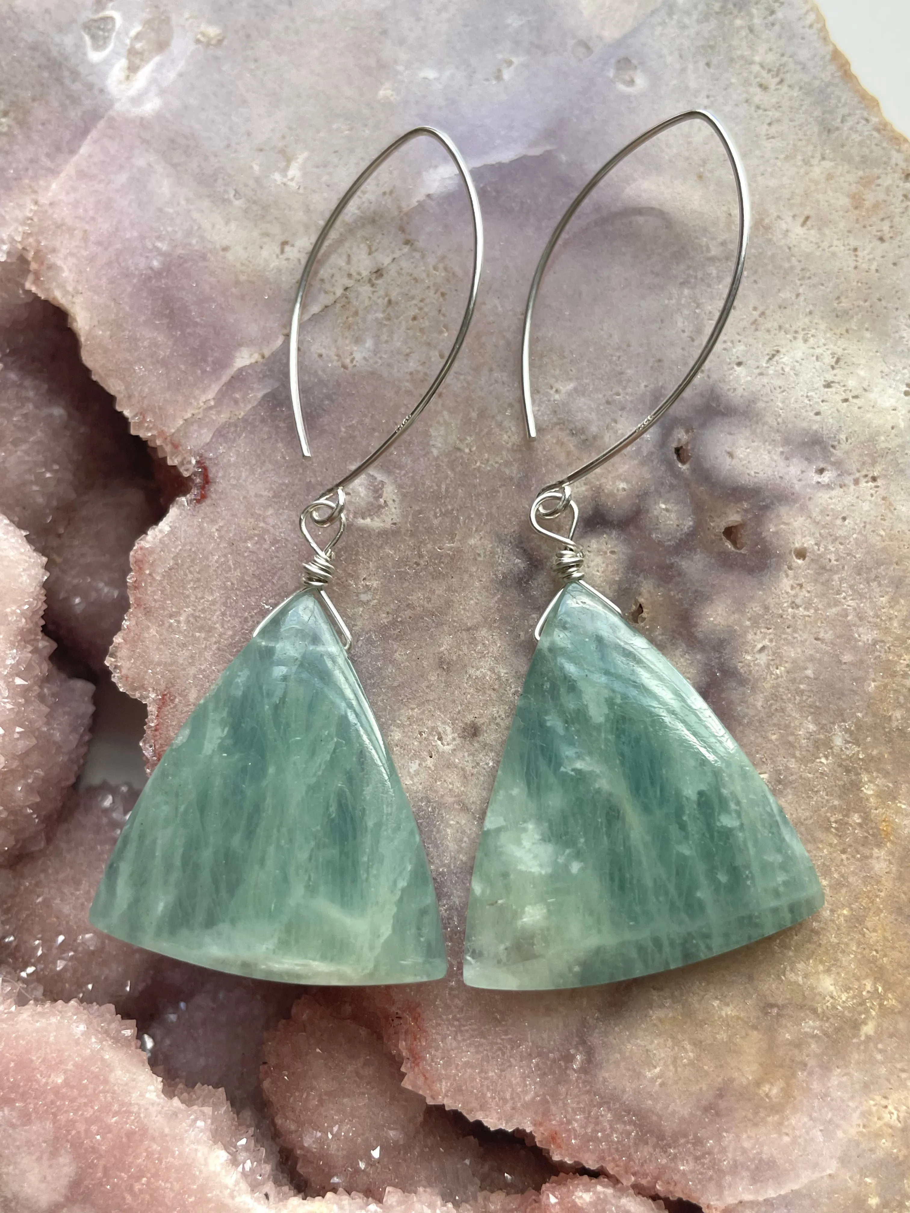 Aquamarine Statement Earrings Sterling Silver