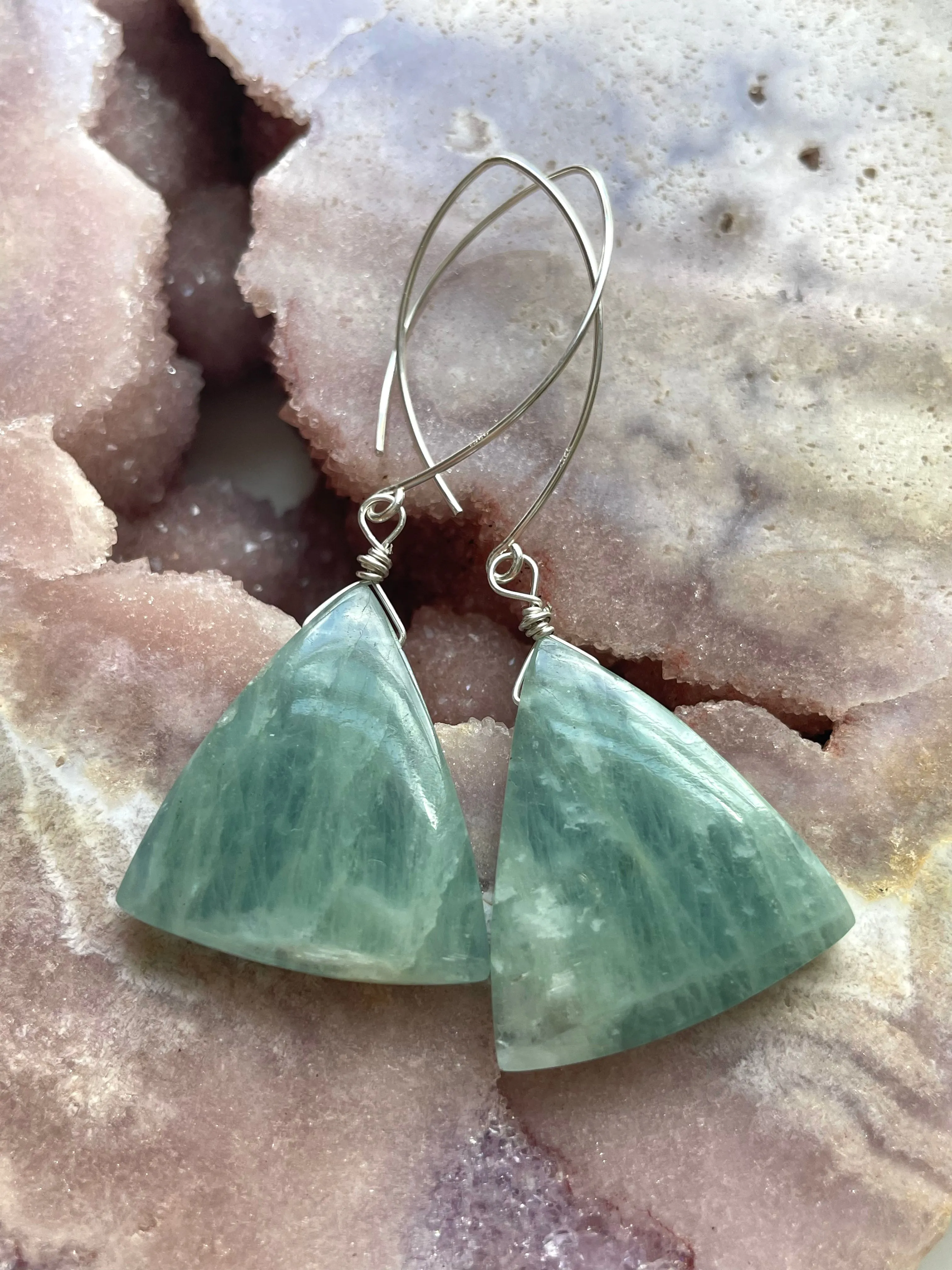 Aquamarine Statement Earrings Sterling Silver