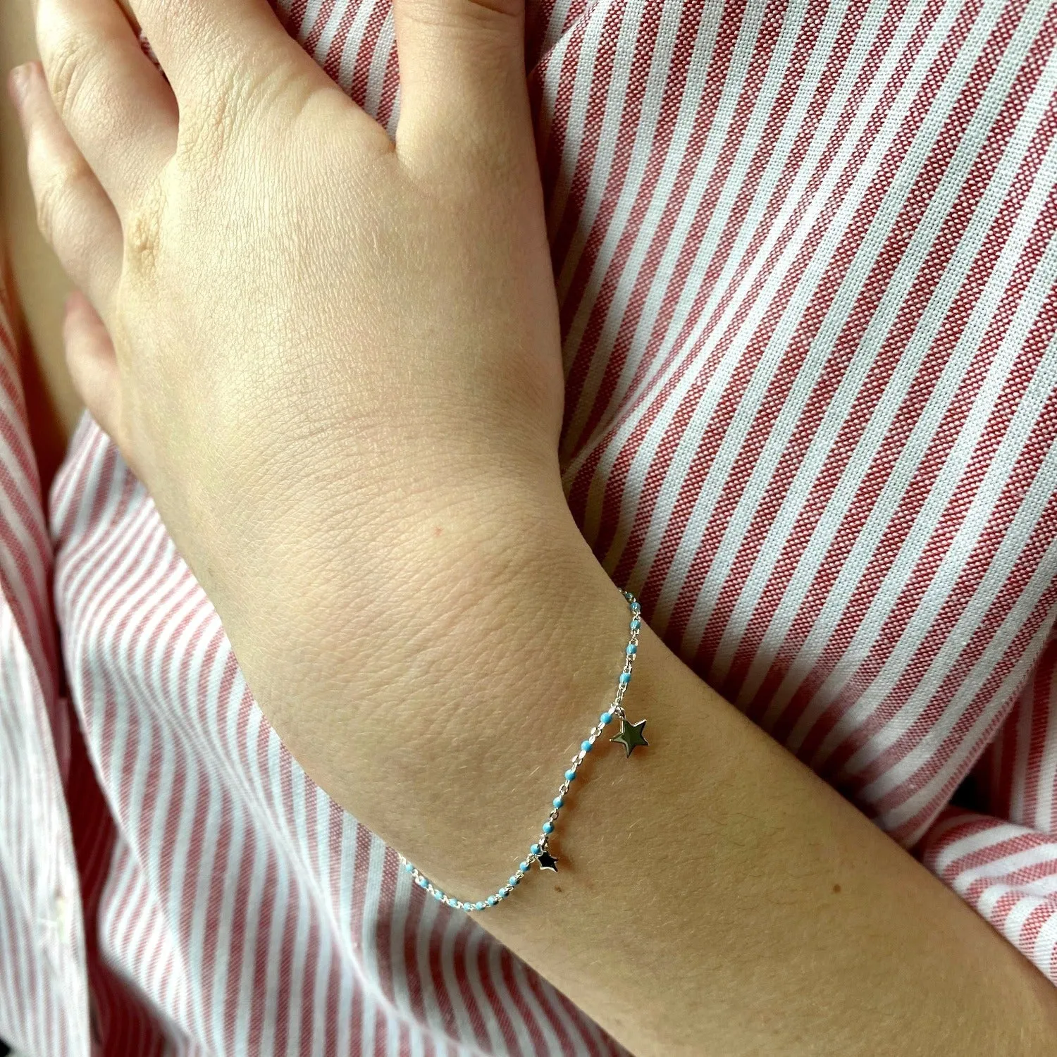 Baby Blue Star Enamel Bracelet