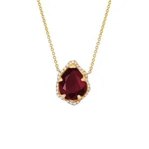 Baby Queen Water Drop Natural Ruby Necklace with Full Pavé Diamond Halo