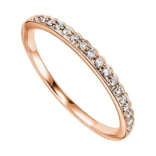 Bead Set Contoured Diamond Ring  .12 Cttw 10K Rose Gold