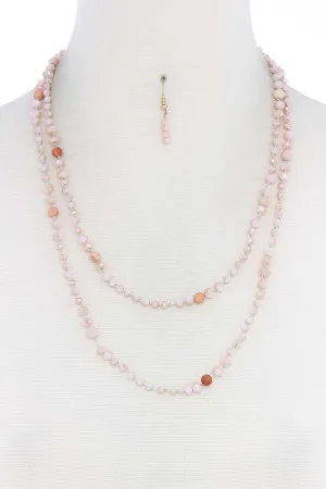 Beaded Fashion Long Necklace And Earring Set