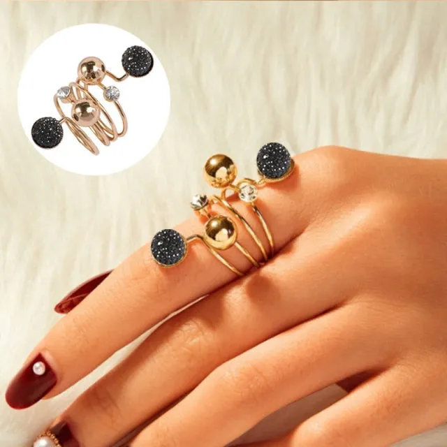 Big Imitation Pearls Gold Rings