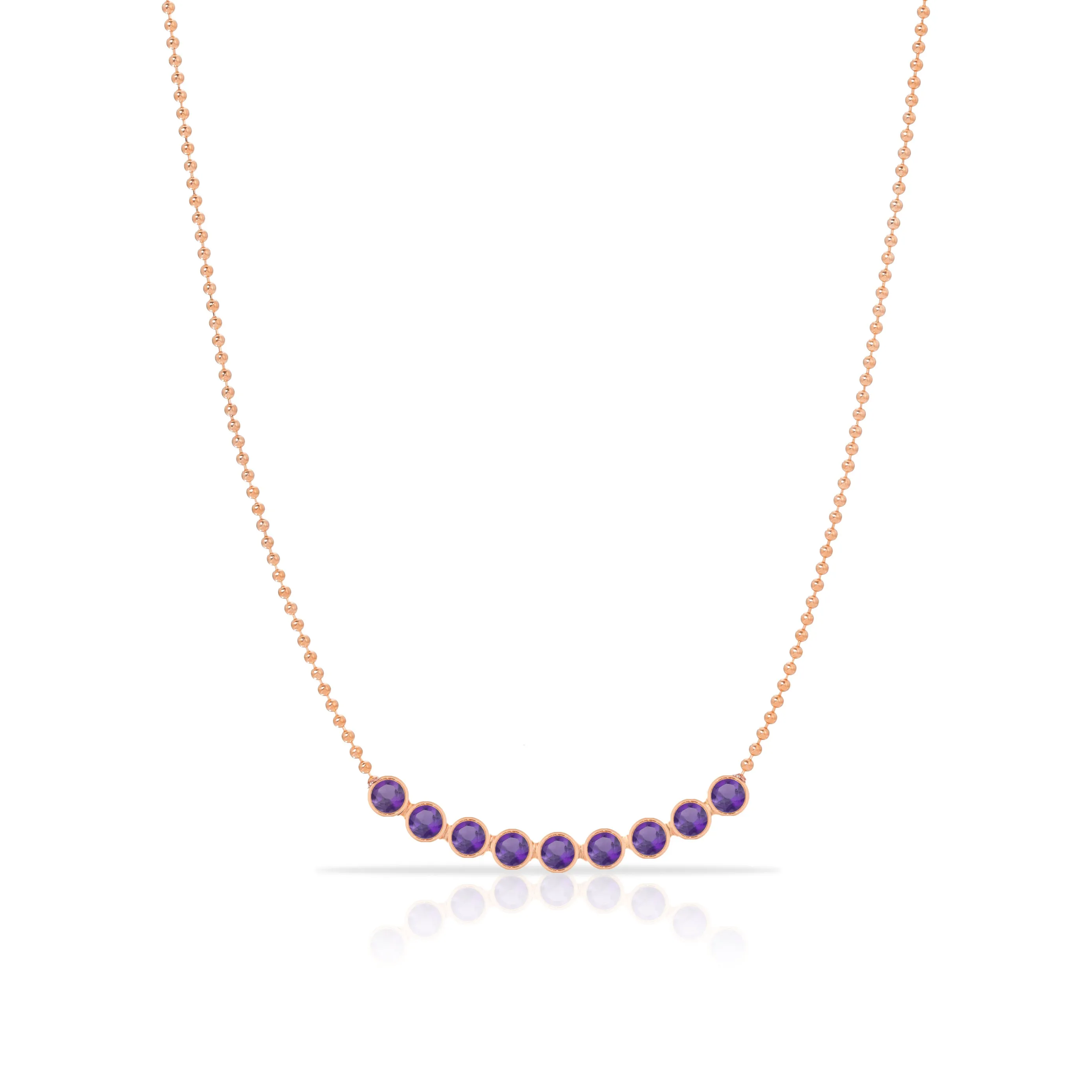 Birthstone Arc Layering Necklace - Rose Gold