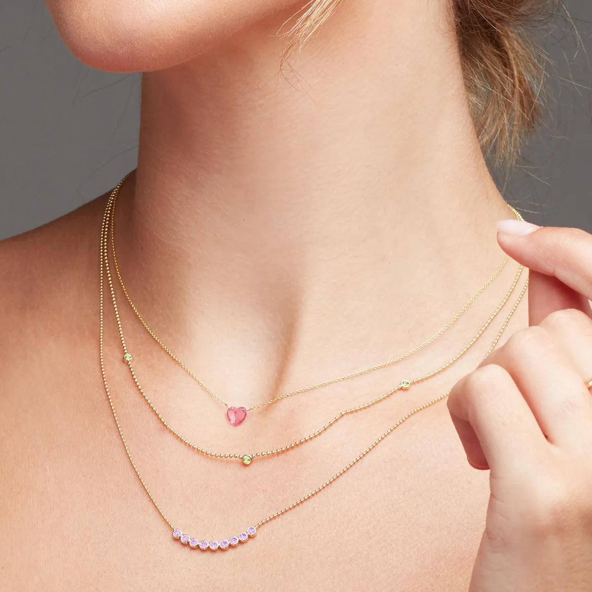 Birthstone Arc Layering Necklace - Rose Gold