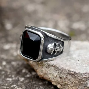 Black Onyx Cushion Cut Gothic Rings - 925 Sterling Silver Rings