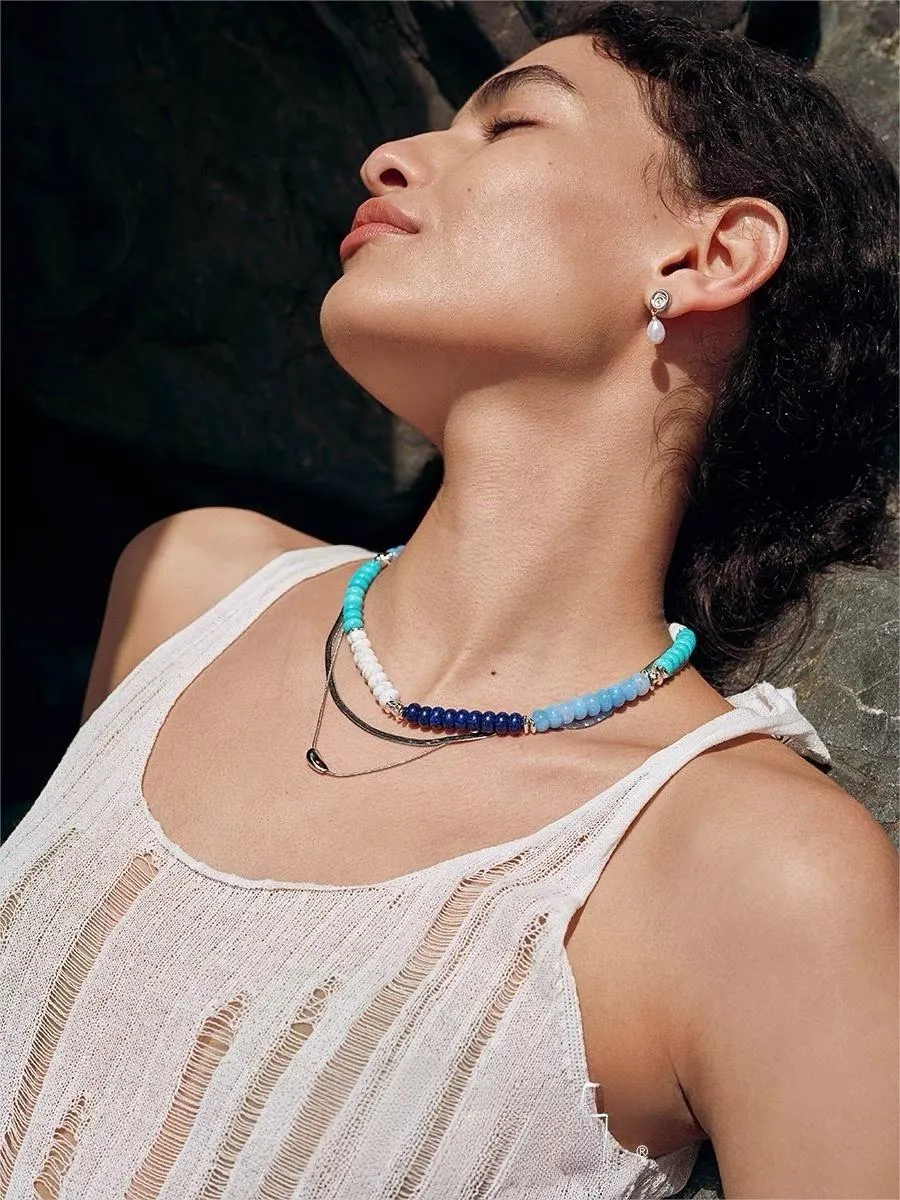 Blue Ocean Natural Stone Beaded Necklace