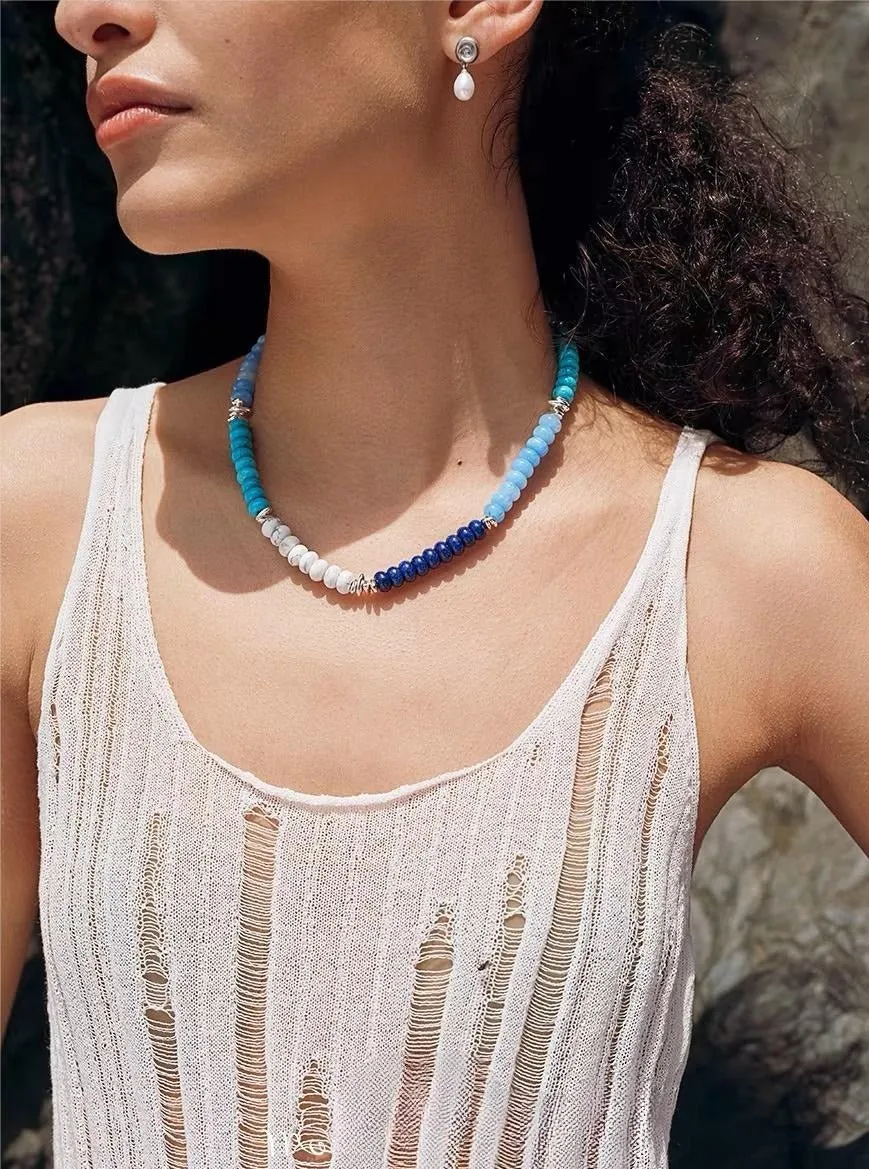 Blue Ocean Natural Stone Beaded Necklace