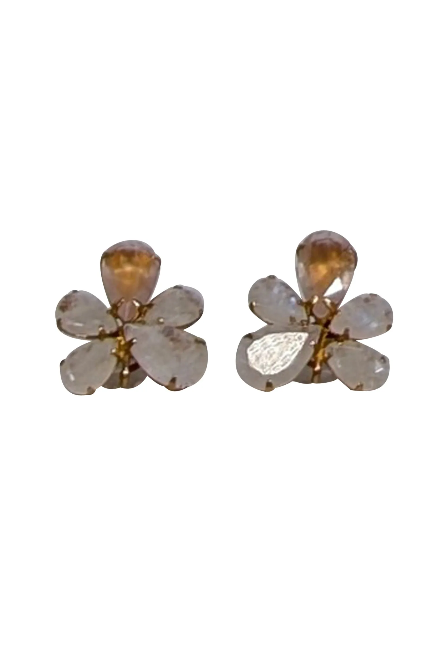 Bounkit - Pink & Cream Floral Cluster Stud Earrings with Gold Backing