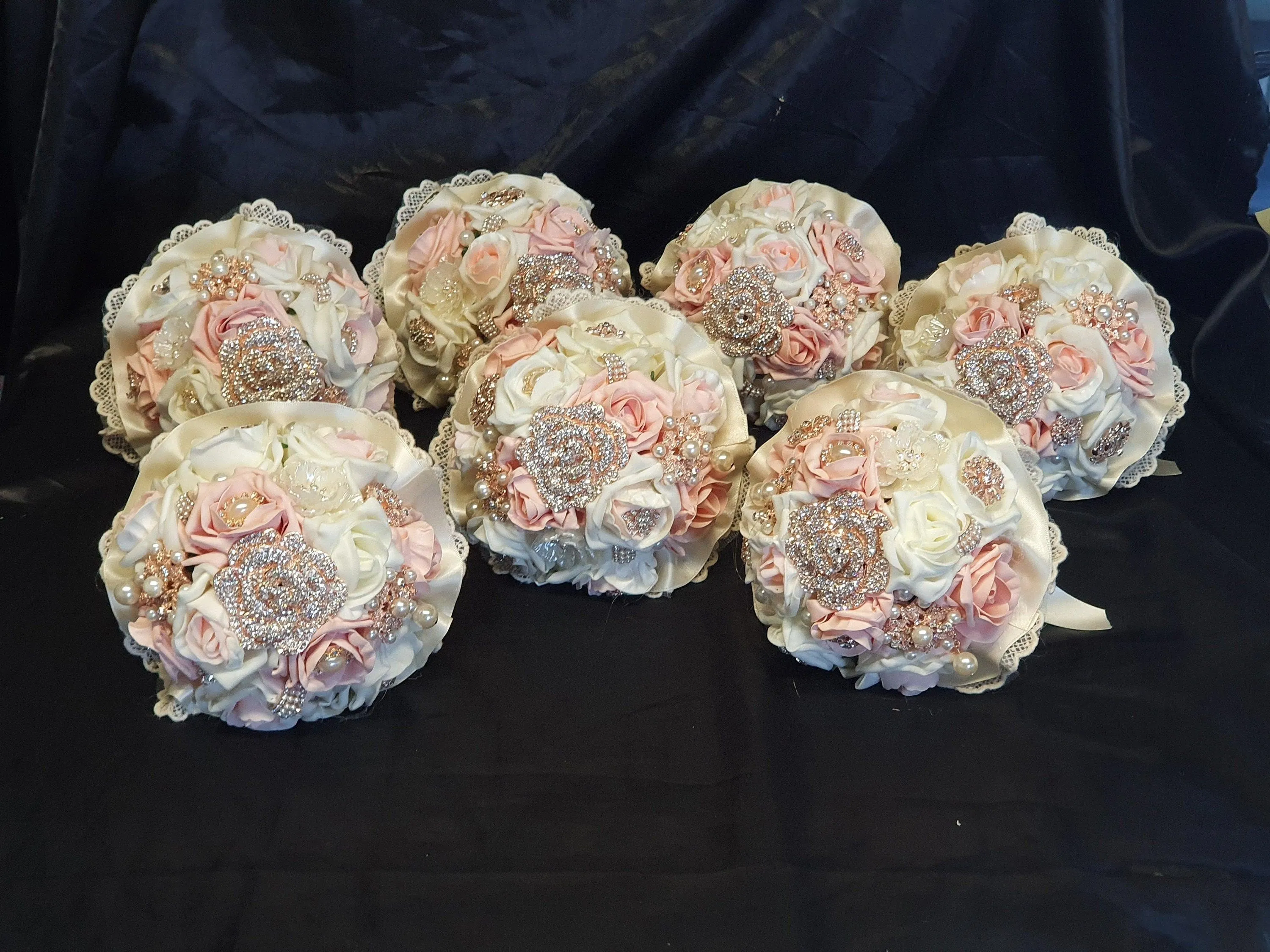 BROOCH BOUQUET Blush & Pearl wedding bouquet by Crystal wedding uk