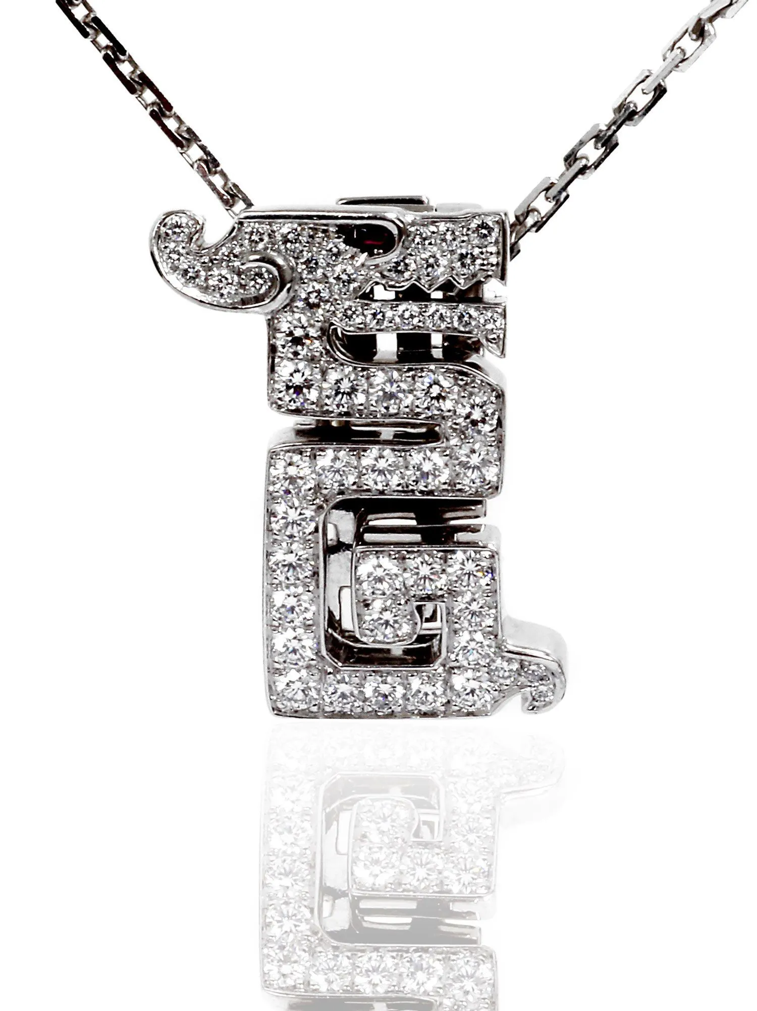 Cartier Le Baiser Du Dragon Necklace in 18k White Gold