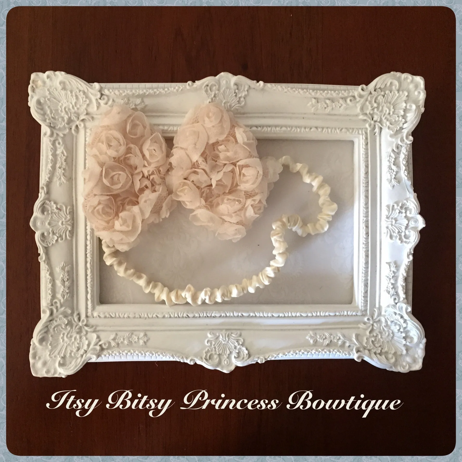 Champagne Cream Rose Bow headband