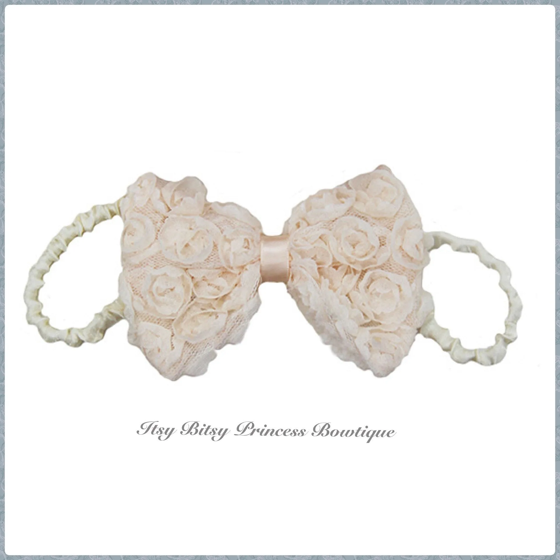 Champagne Cream Rose Bow headband