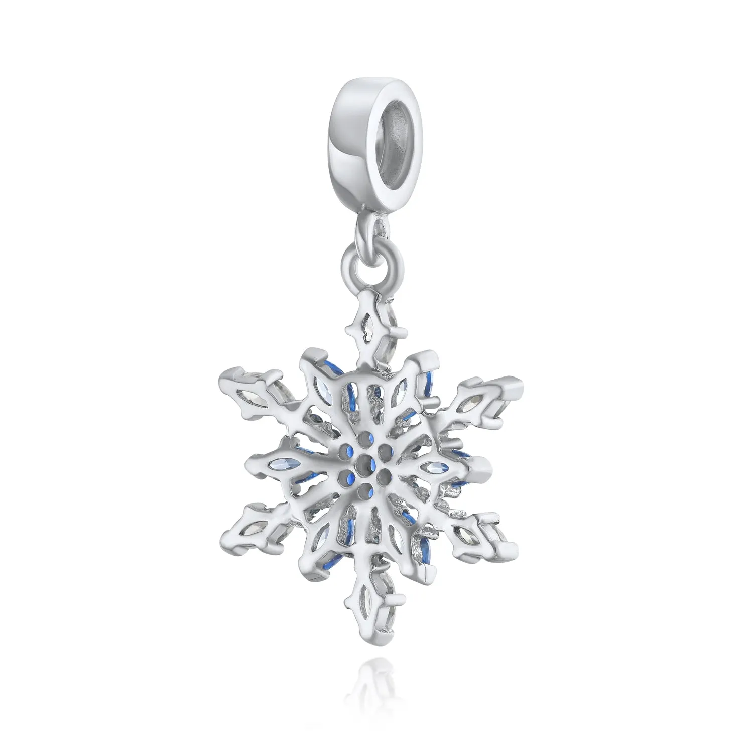 Christmas Charm Bead Ice Blue Crystal Snowflake for Winter Holiday Bracelets