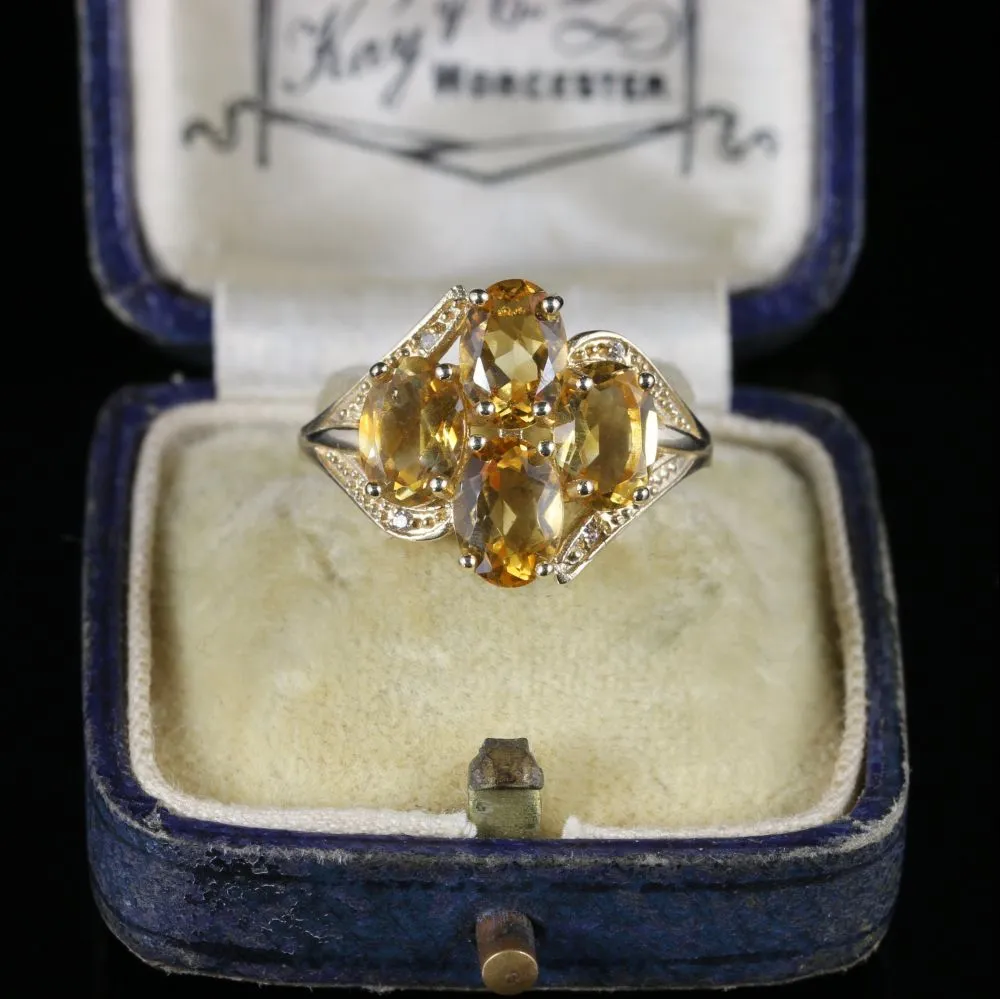 Citrine Gold Cluster Ring 9Ct Gold