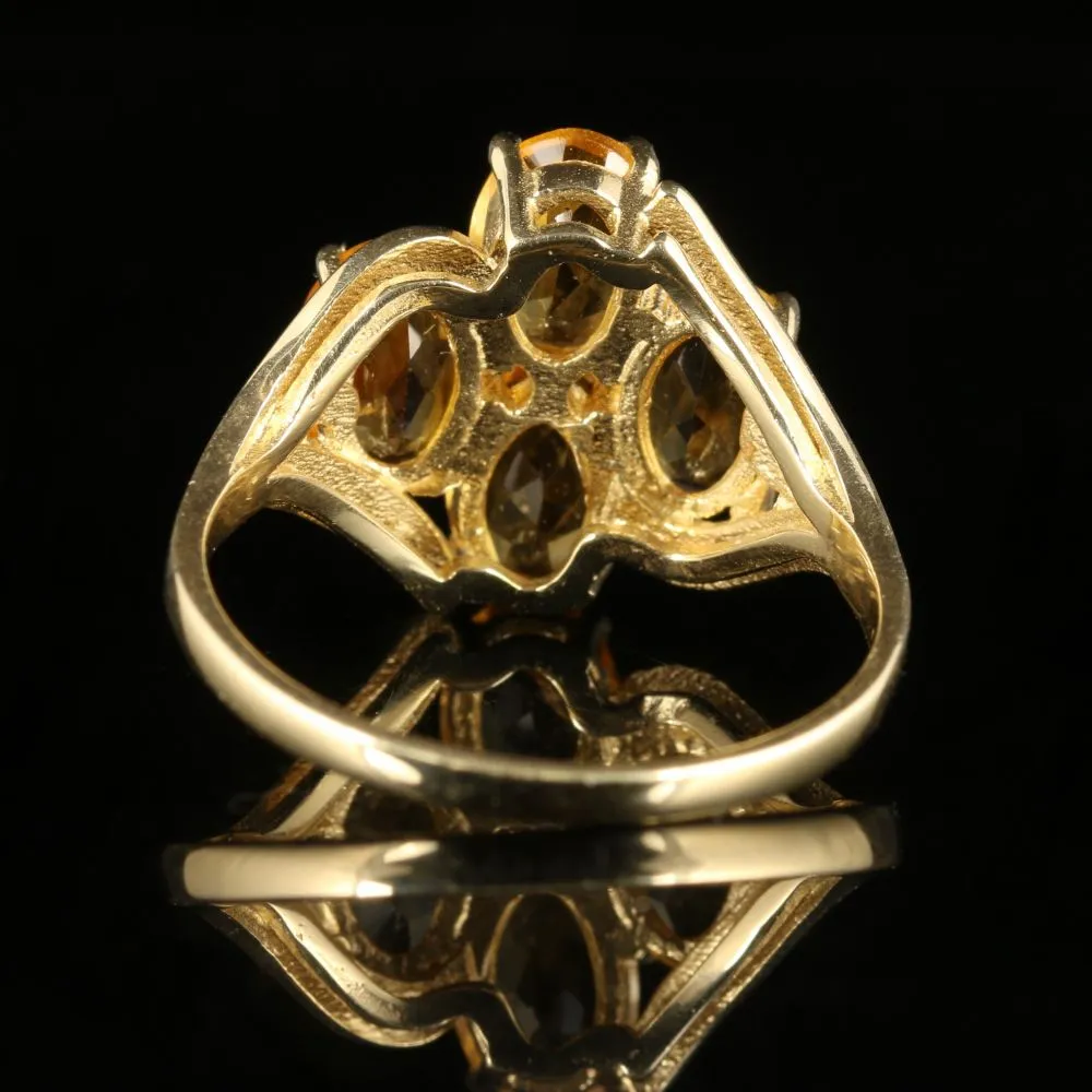 Citrine Gold Cluster Ring 9Ct Gold