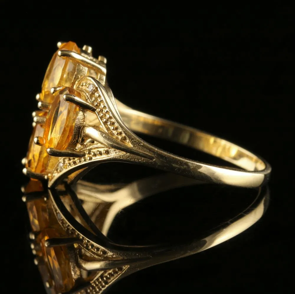 Citrine Gold Cluster Ring 9Ct Gold