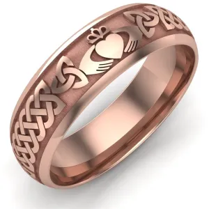 Claddagh Wedding Ring UCL1-14R6LIGHT - 14K Rose Gold LIGHT WEIGHT