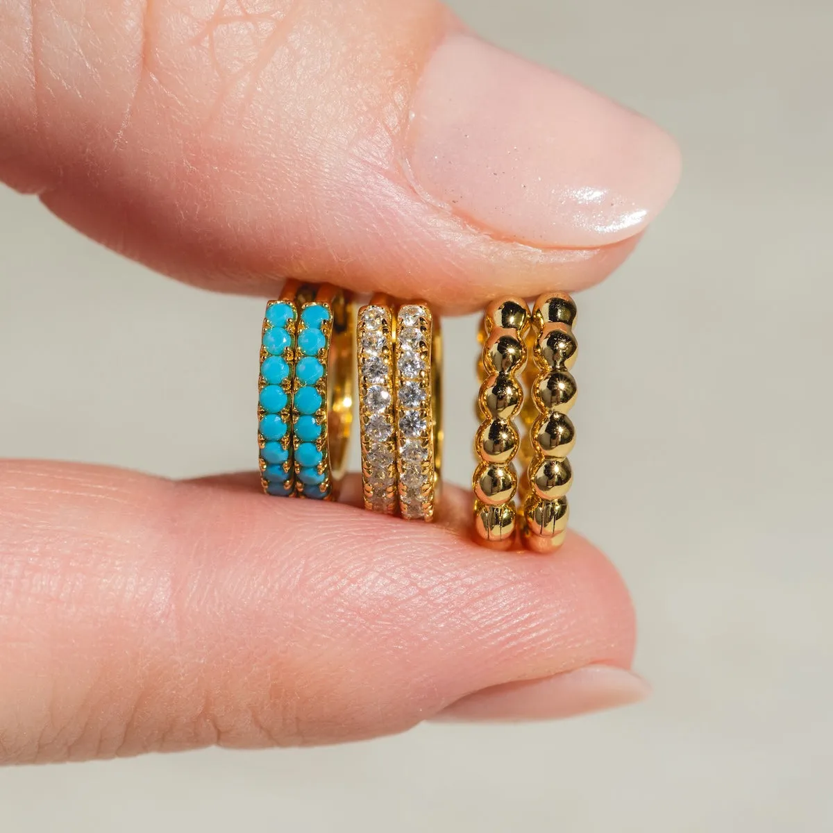 Classic Beaded Huggie Hoops