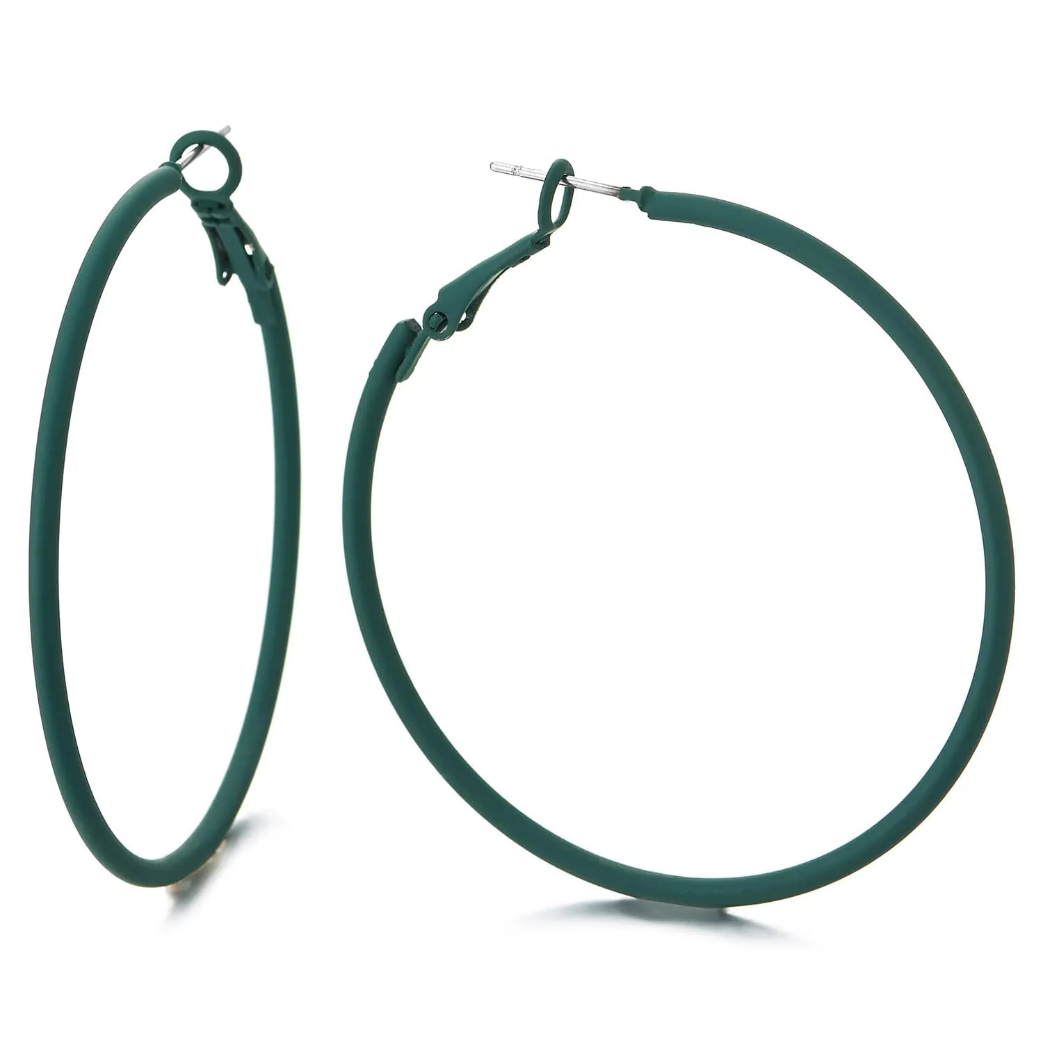 Classic Large Circle Statement Hoop Huggie Hinged Stud Earrings