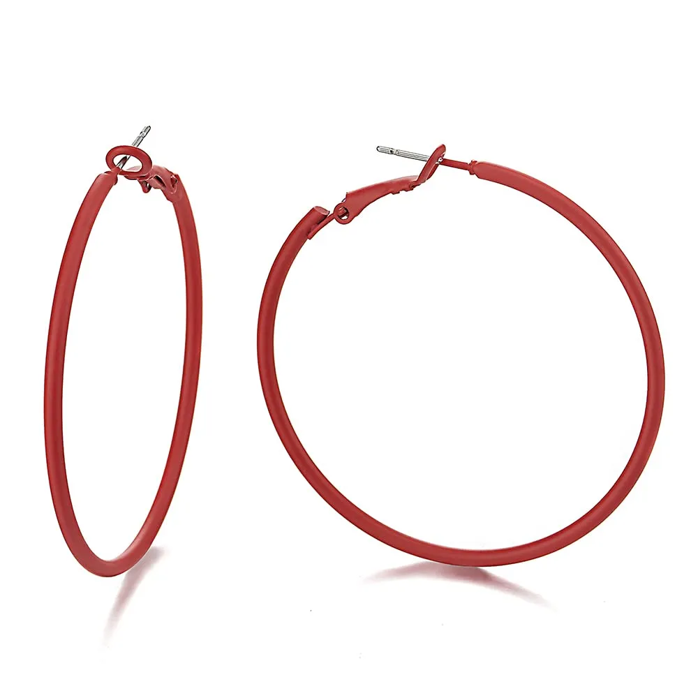 Classic Large Circle Statement Hoop Huggie Hinged Stud Earrings