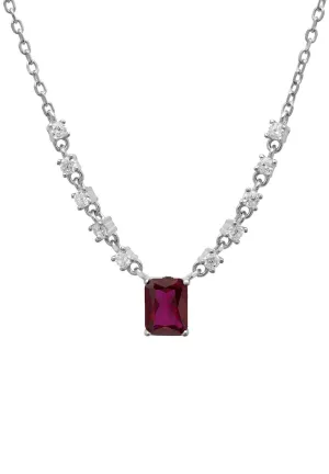 Claudia Gemstone Pendant Necklace Silver Ruby