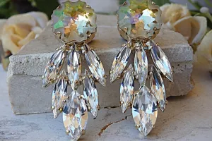 Cluster crystal earrings