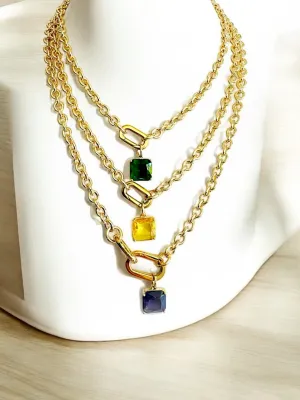 Cristali layer chain necklace